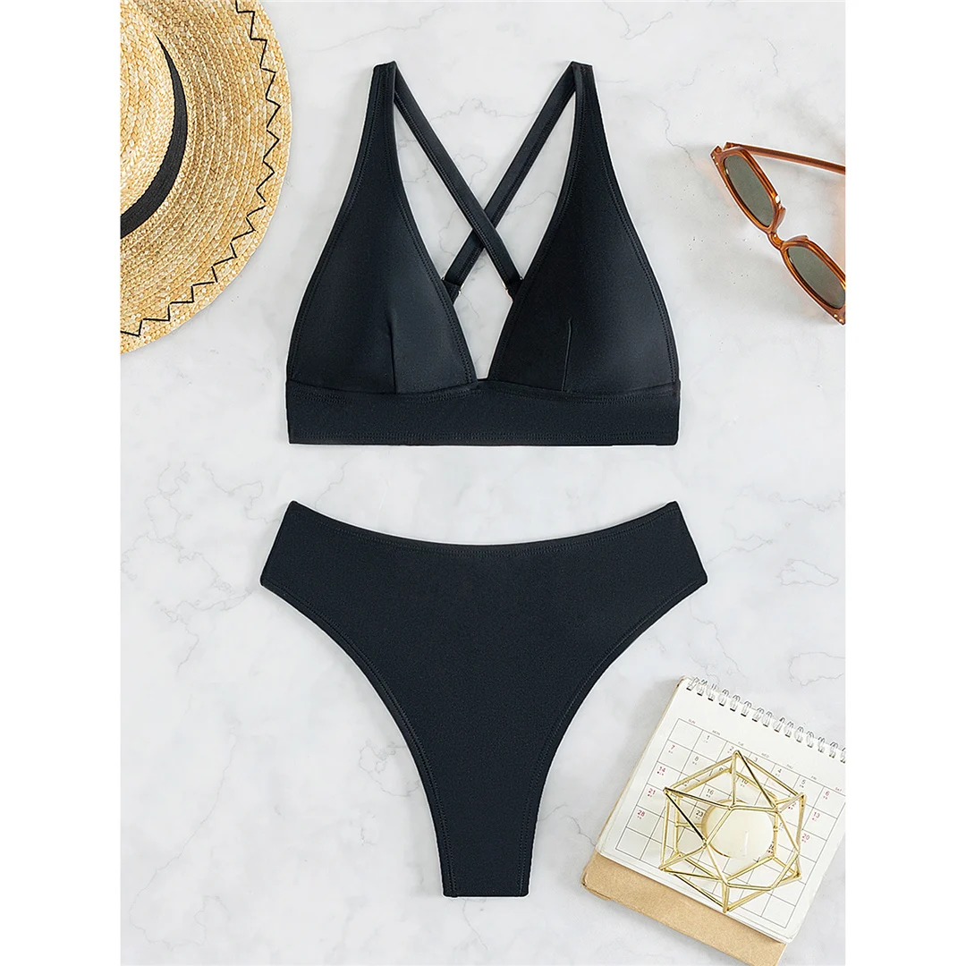 S - XL Cross-Back Mini Micro Thong Bikini Damen Badeanzug Zweiteiliger Bikini-Set Badebekleidung Badeanzug V5022 – Detail 5