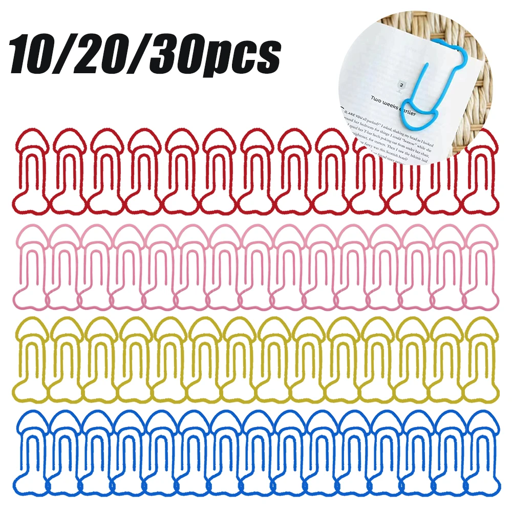 10/20/30pcs Funny Penis Shape Paper Clips Creative Bookmark Clip Dicks Shaped Paper Clips Reading Books Clip for Office School