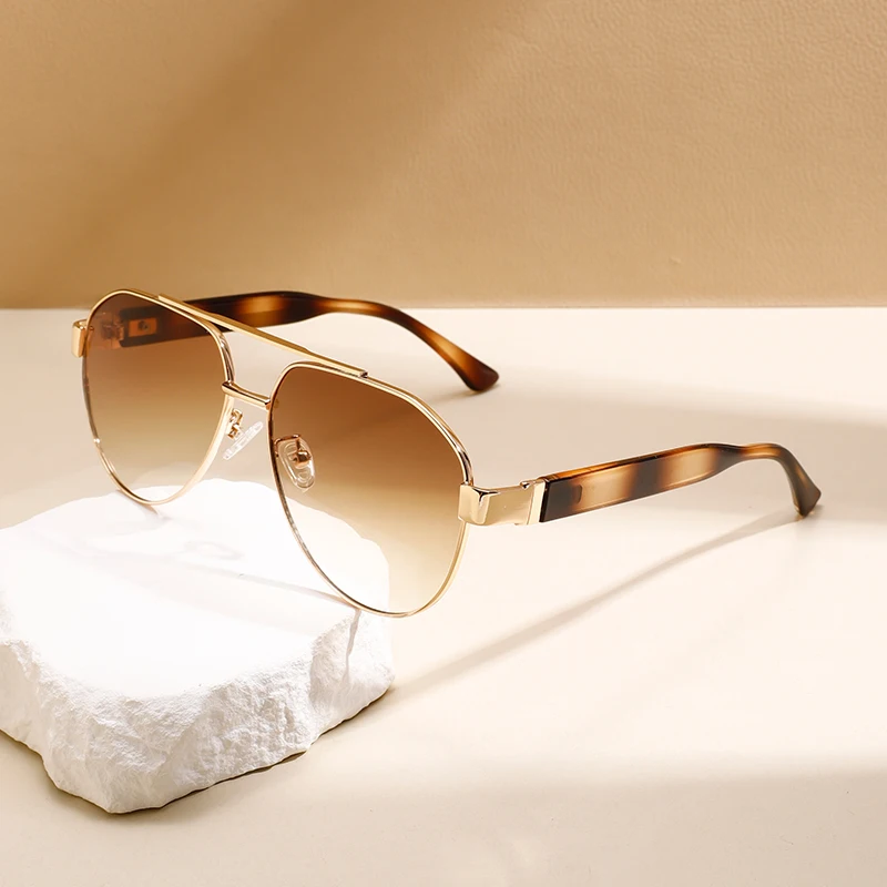 KAMMPT Women Fashion Oversize Decor Hiking Shades Vintage Male Square Sun Glasses Luxury Brand Design Pilot Gradient Sunglasses
