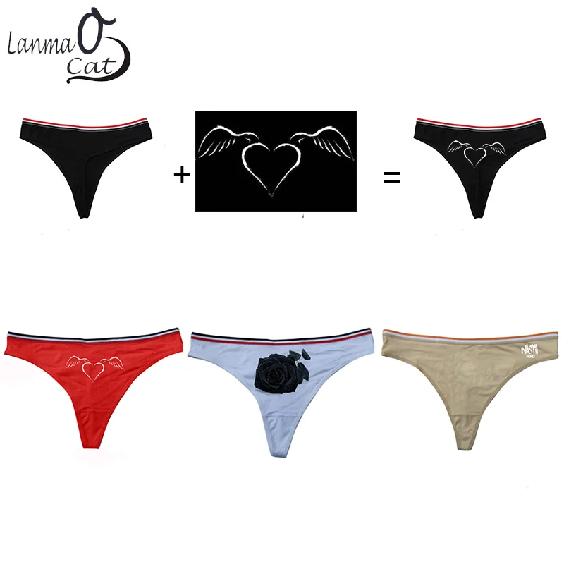 Sexy G String Panty Women Custom Design Print Logo Picture G String Underwear Female Cotton DIY Panty