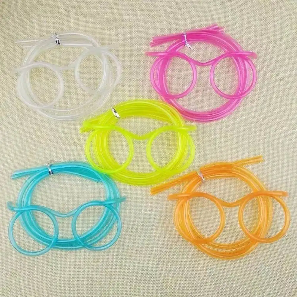 Cute Heart Eyeglass Straws Fun Drinking Accessory Flexible Long Pipe Novelty Gadget For Birthday Party Decoration