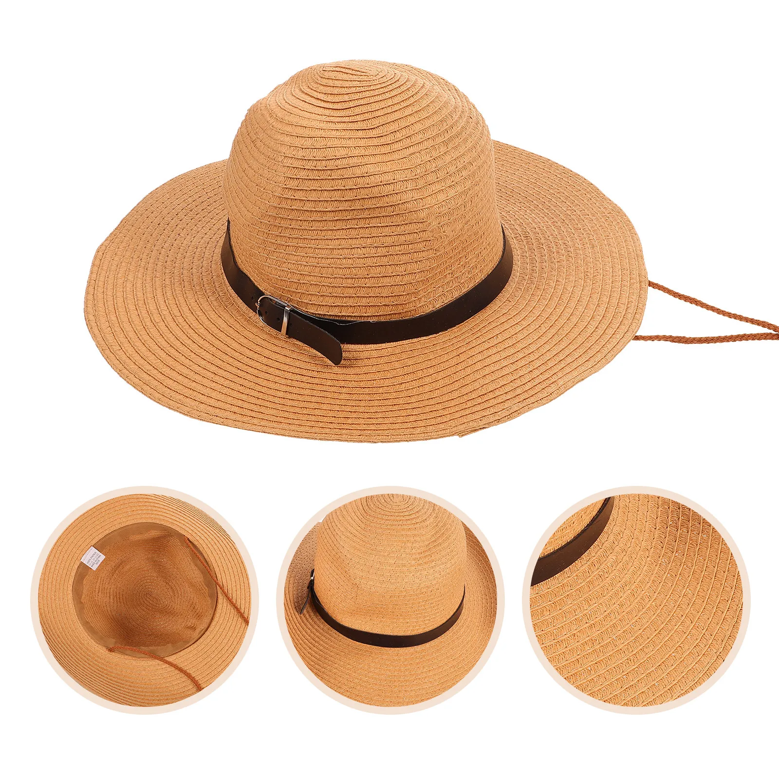 Premium Tightly Woven Straw Sun Hat Men Wide Brim Floppy Foldable Lightweight Breathable for Beach Garden Camping Hiking Pool