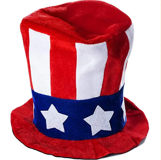 Cappello per il giorno dell'indipendenza per il 4 luglio Costume da festa per la festa nazionale degli stati uniti accessori per lo zio-Sam cappello a cilindro con bandiera americana per donna uomo