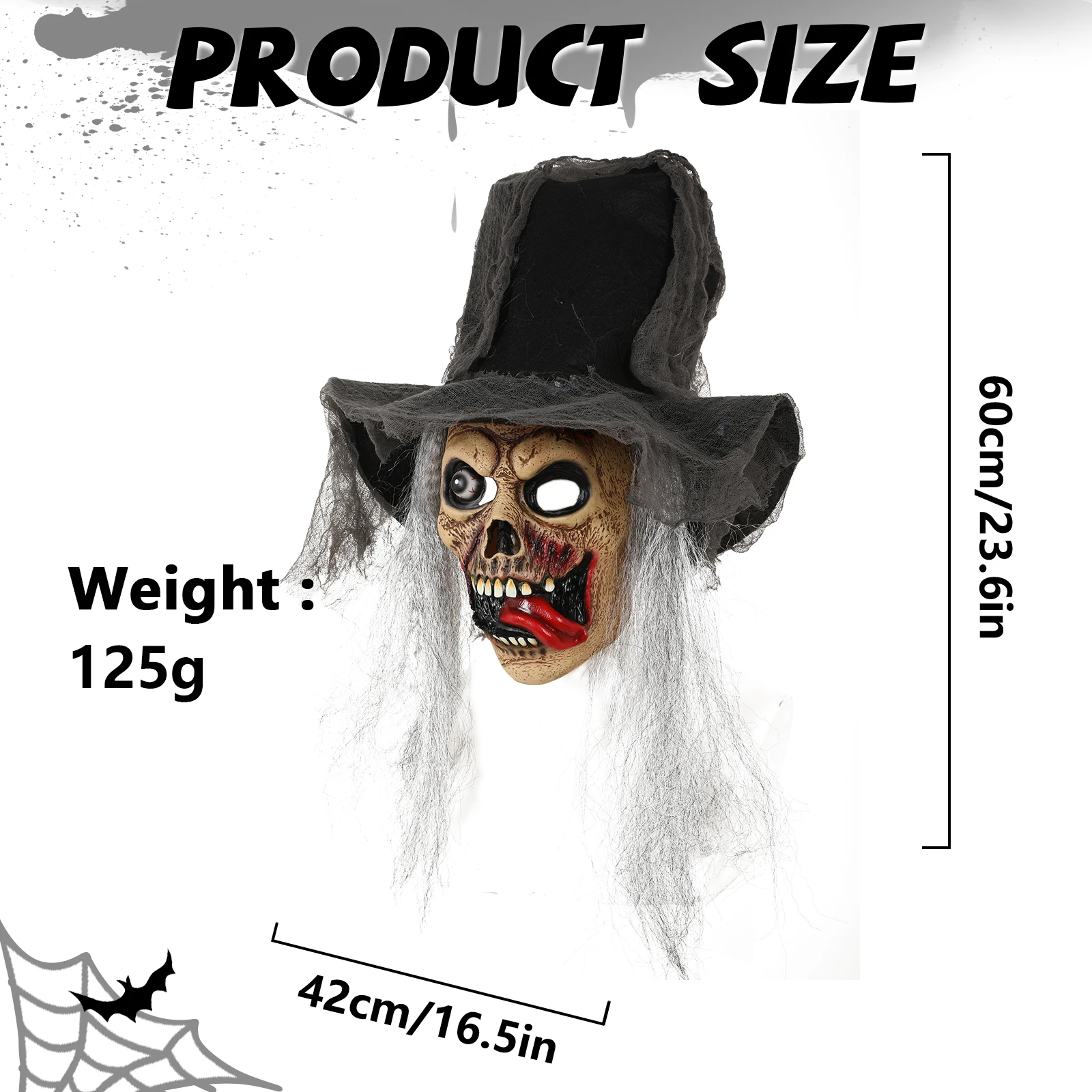 해골 마스크 할로윈 무서운 해골 유령 얼굴 한쪽 눈 라텍스 풀 페이스 마스크 소름끼치는 혀 뻗어나는 마스크 코스프레 의상 소품