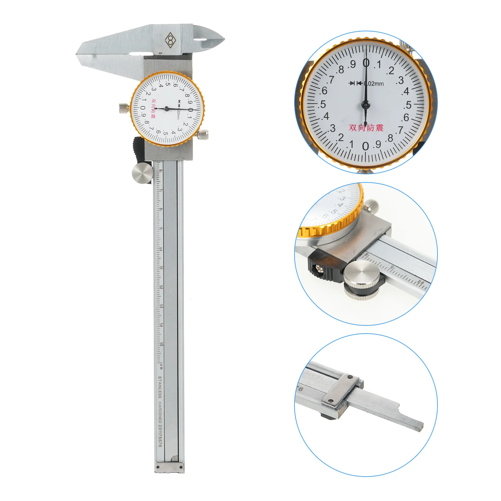 Industrial Dial Calipers High Precision Stainless Steel Vernier Caliper 0-150mm 0.02mm Shockproof Metric Measuring Tool