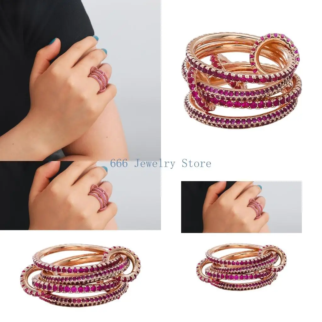 

F2TD смешанные металлические кольца для женщин, ювелирные изделия с отделкой из розового золота и красочными украшениями из