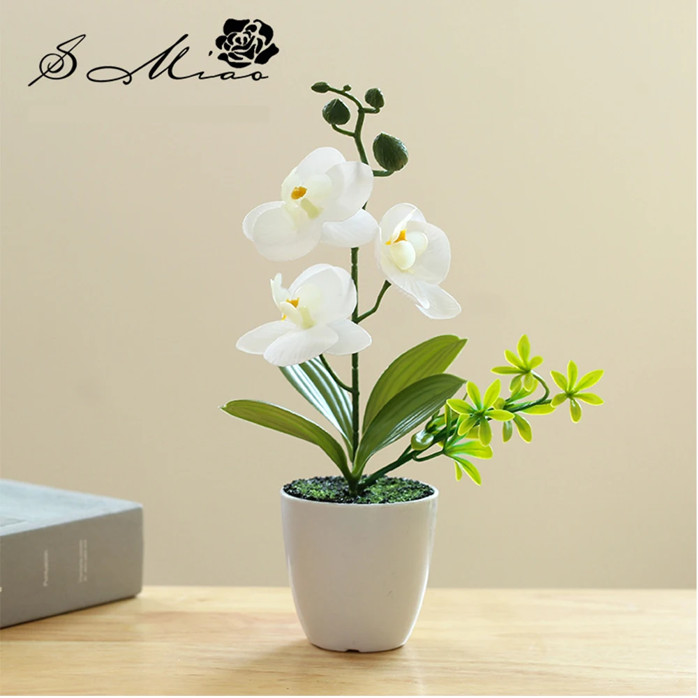 

Simulated flower Crafted Decorative Artificial Potted Plant-Mini Butterfly Orchid Bonsai by DIY home decoration