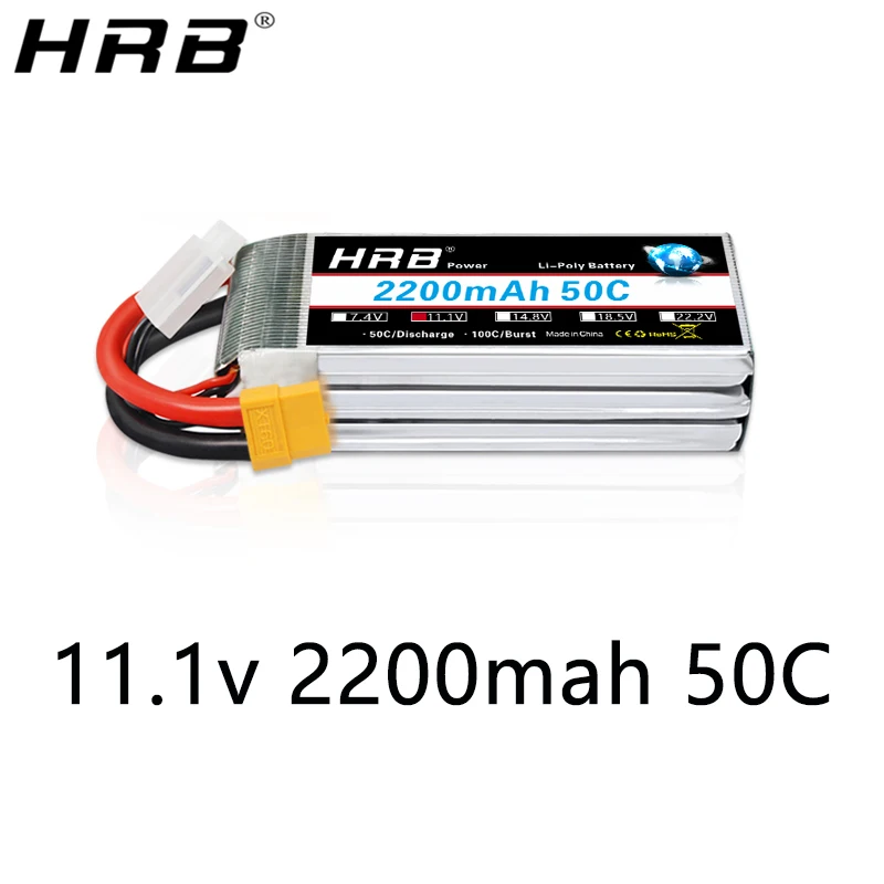 HRB Lipo 3S Battery 11.1V 2200mah 50C 88*34*27mm T XT60 Deans Female For Airplanes FPV Drone Racing Car Boat