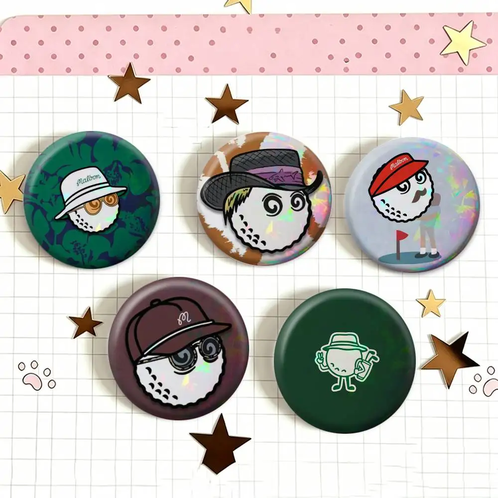 Fashion Golf MALBON   Laser Badge Creative Pins Brooch for Bag Clothes Hat Decor Gifts Fans Collect