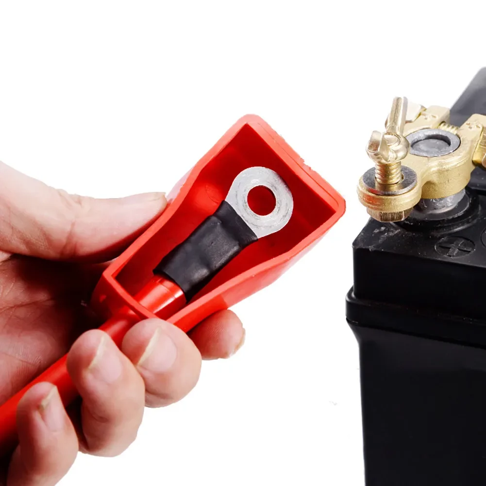 2pcs Car Battery Terminal Covers Positive Negative Top Post Cap Protection Insulate Case Battery Wire Connectors Rubber Caps