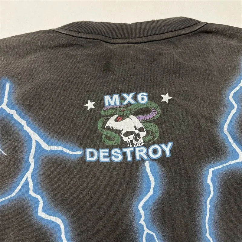 25ss Washed SAINT MICHAEL Hydra Retro Sulfur Dyed Short Sleeved T Shirt Men Women 1:1 Best Quality Oversized T-shirt