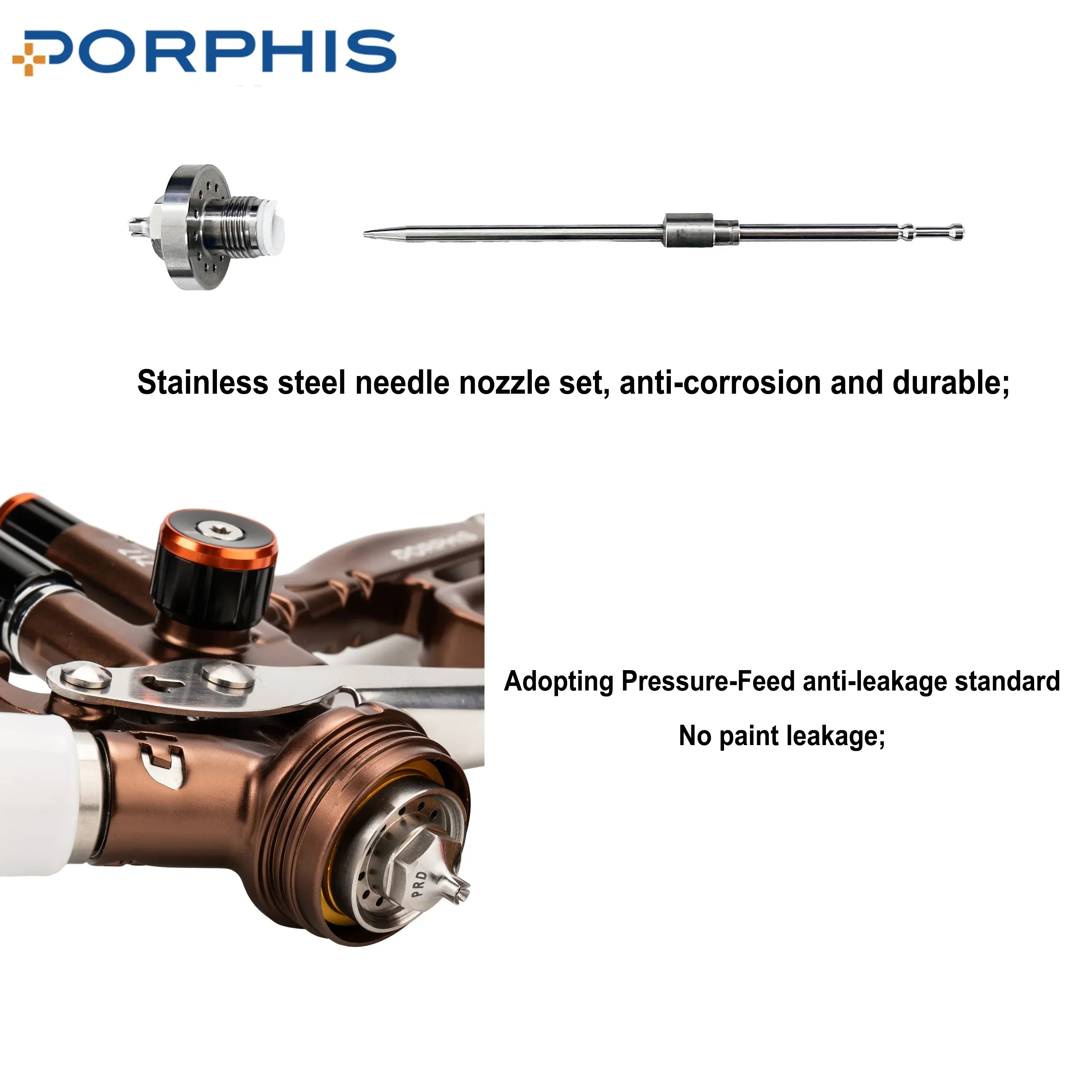 Porphis Gravity TFC-139 Feed Fine Finish Easy To Clean Lightweight Ergonomic Design Spray Gun Automotive Painting Pneumatic Tool