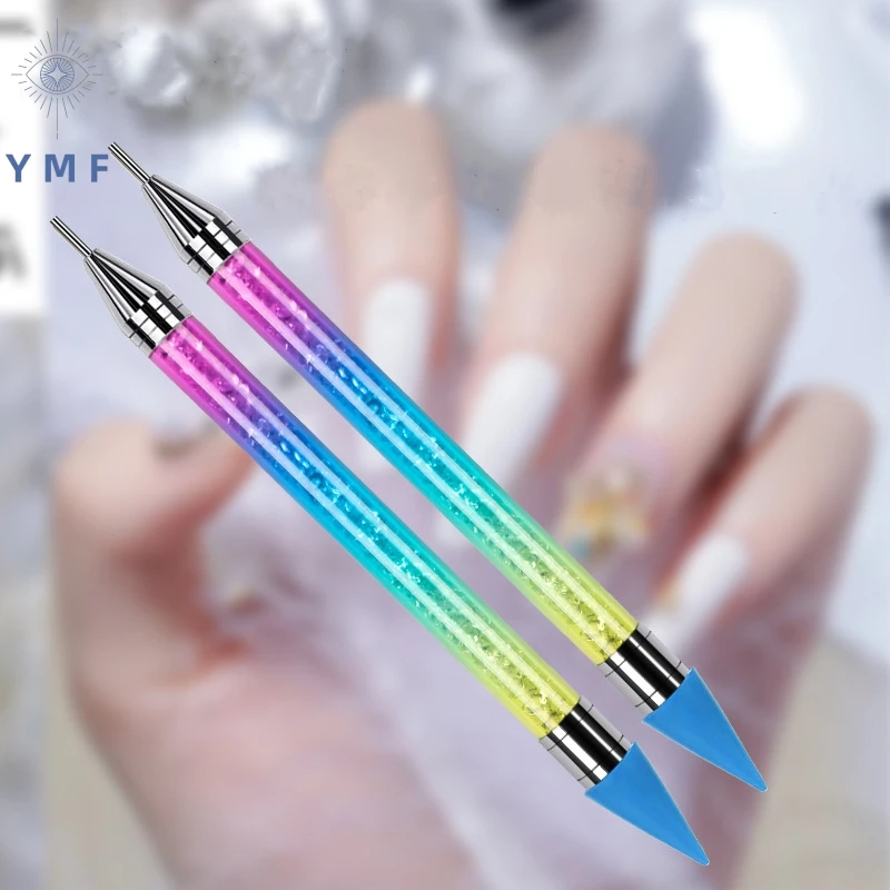 New color diamond double head crayon nail dot diamond dot flower pen factory direct sales nail tools dot needle manicure