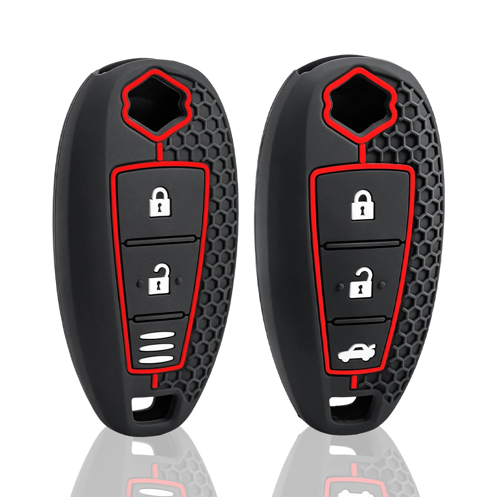 For Suzuki Baleno Ertiga Ciaz Ignis Kizashi Swift SX4 S-cross Vitars Silicone Car Smart Key Cover Case Bag Protector Keychain