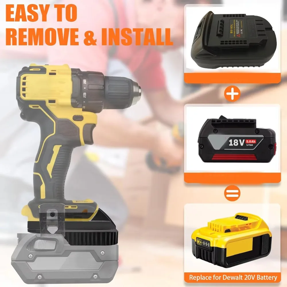 Imagem -04 - Adaptador de Bateria Bs18dl Converte para Bateria de Lítio Bosch 18v para Bateria de Lítio Dewalt 18v 20v Dcb184 Dcb181 Dcb182 Dcb200