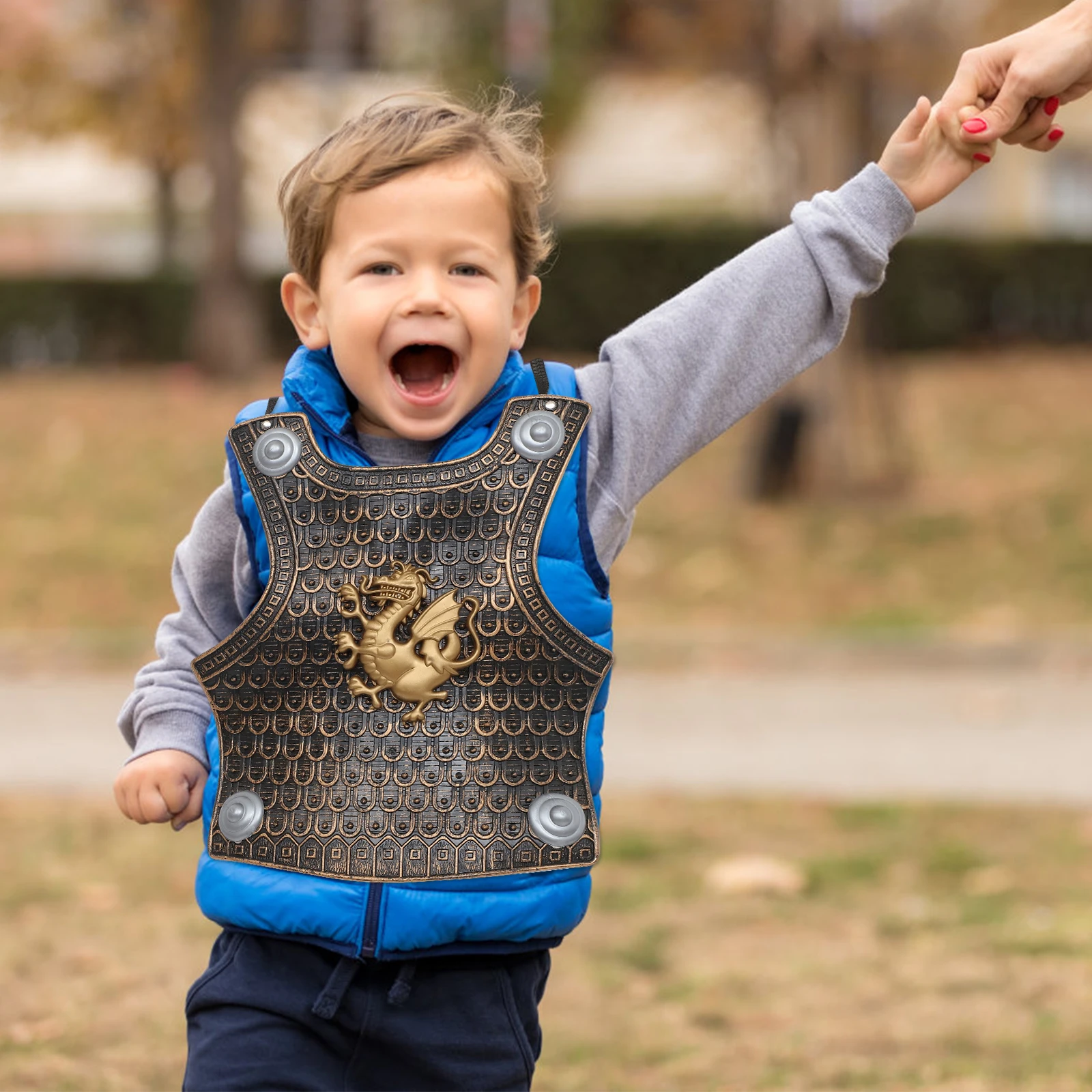 

Glowing Plastic Armors Kids Costume Boys 4-12 Party Role Play Set Light Up Soldier Breastplate Shield Pirate Small
