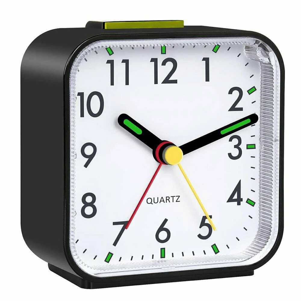 Small Desk Silent Luminous Alarm Clocks Non-ticking Analog Quartz Clock with Light Snooze Office Bedroom Decor