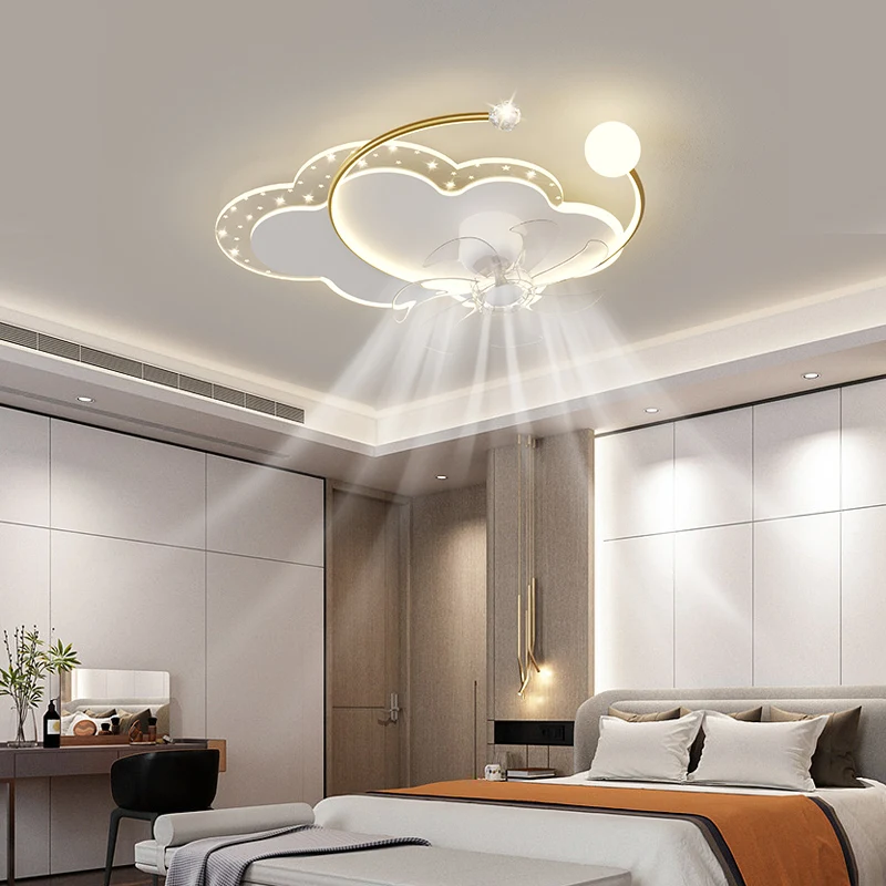 Modern Led Cloud Ceiling Fan With Light Kids room Study Children Bedroom Ceiling Lamp Ventilador Lustre Baby Nursery Chandelier