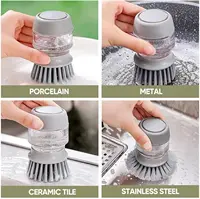 Kitchen Cleaning Brush, Multifunctional Pressing Automatic Liquid Dishwasher, Dish Scrubber with Soap Dispenser Clean Tools - Image 4