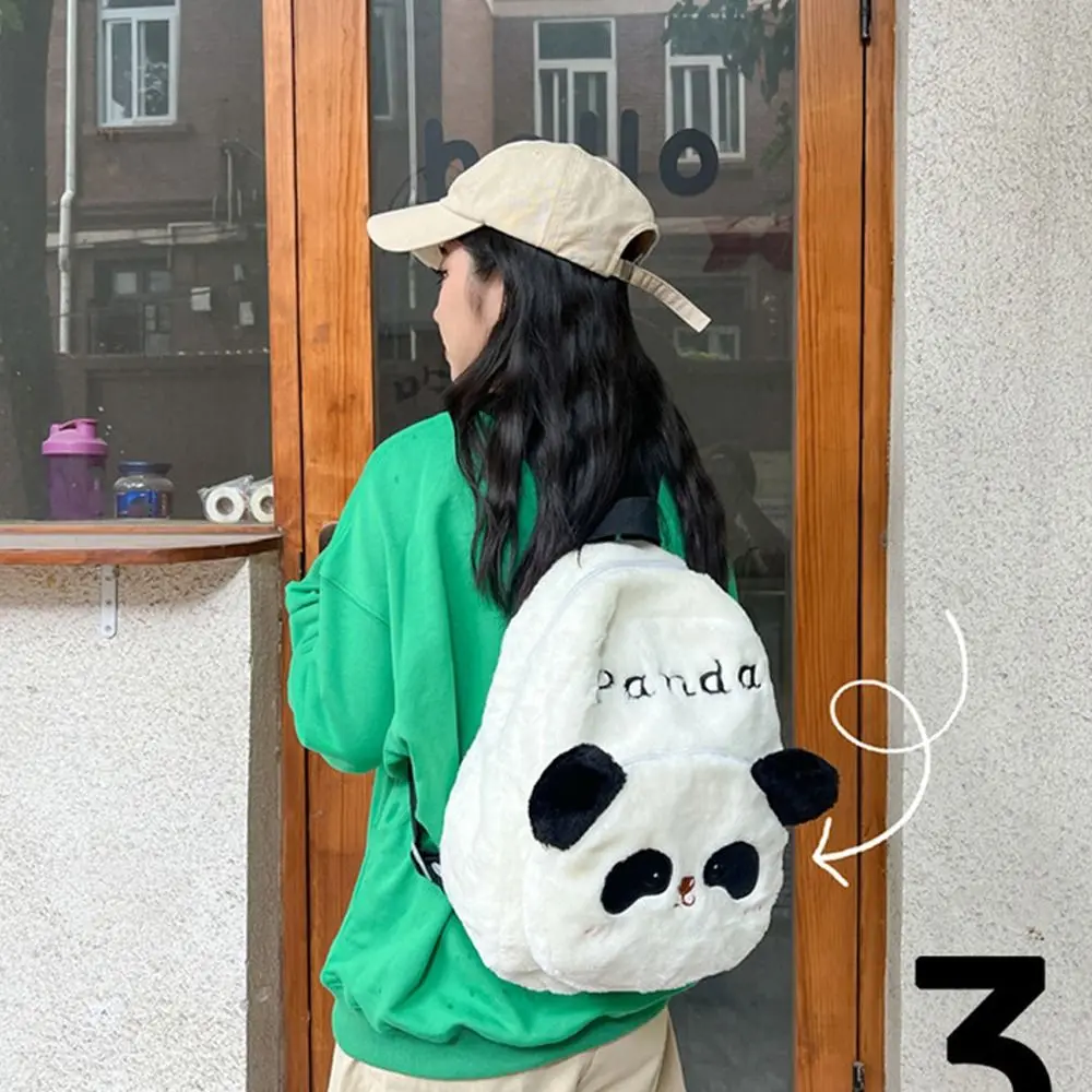 Plush Panda Backpack Adjustable Korean Style Animal Students School Bag Shoulder Bag Stuffed Bags Cartoon Messaage Bag Outdoor