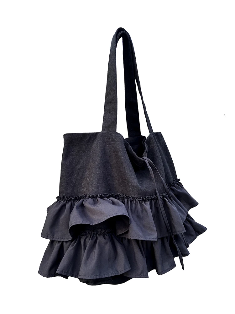 New Artistic Pleated Ruffled Edge, Large Capacity Bucket Type Portable Women's Bag, Casual, Simple And Fashionable Shoulder Bag