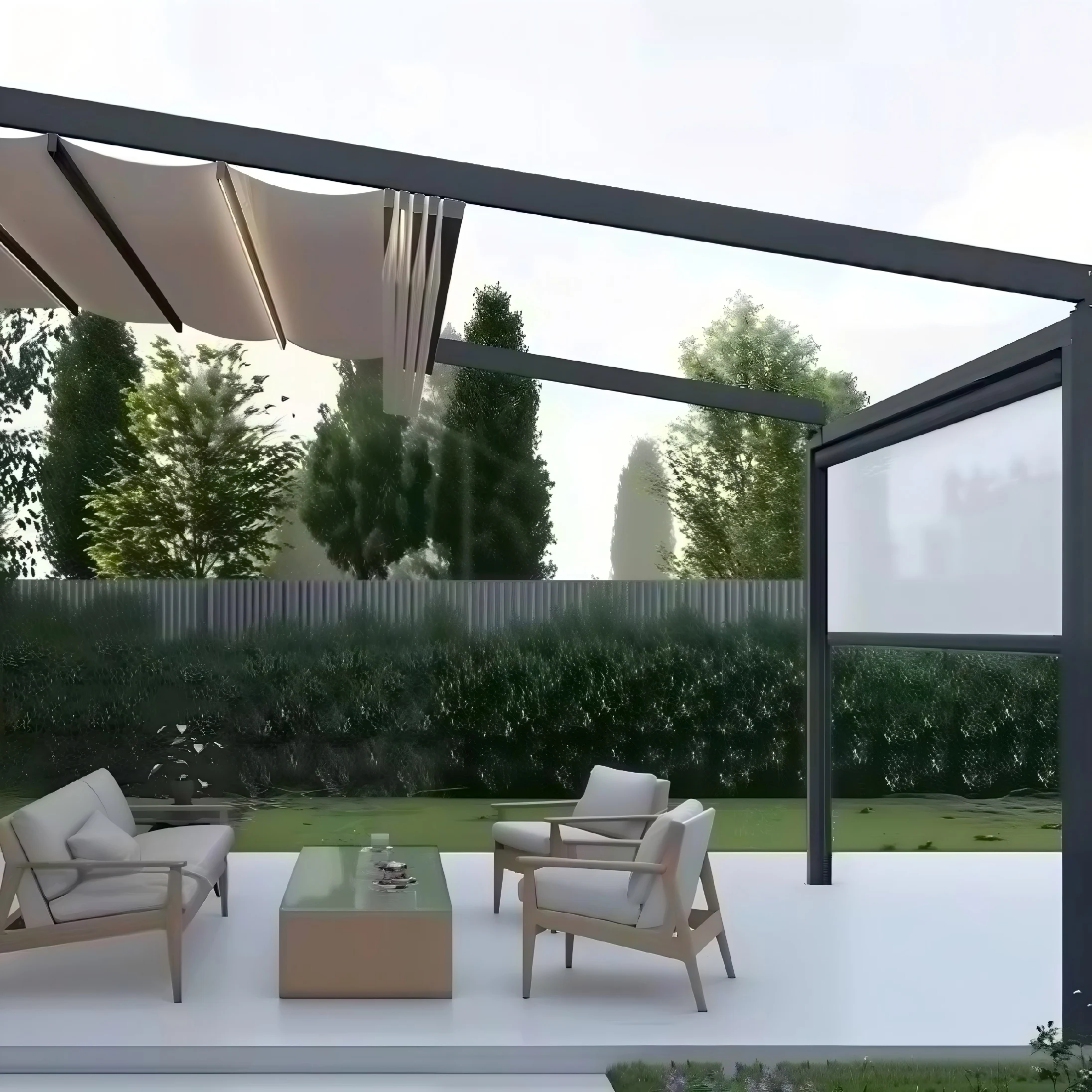 Any Size Custom Premium Aluminum Motor Retractable Pergola Waterproof PVC Fabric Cover Motor Villa Outdoor Sunproof Canopy