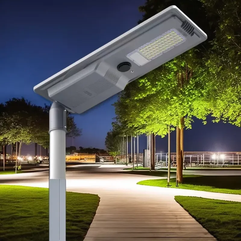 100W Solar Street Light Outdoor IP65 Waterproof Aluminum LED Lamp with Motion Sensor SMD 5054 for Garden Road Pathway
