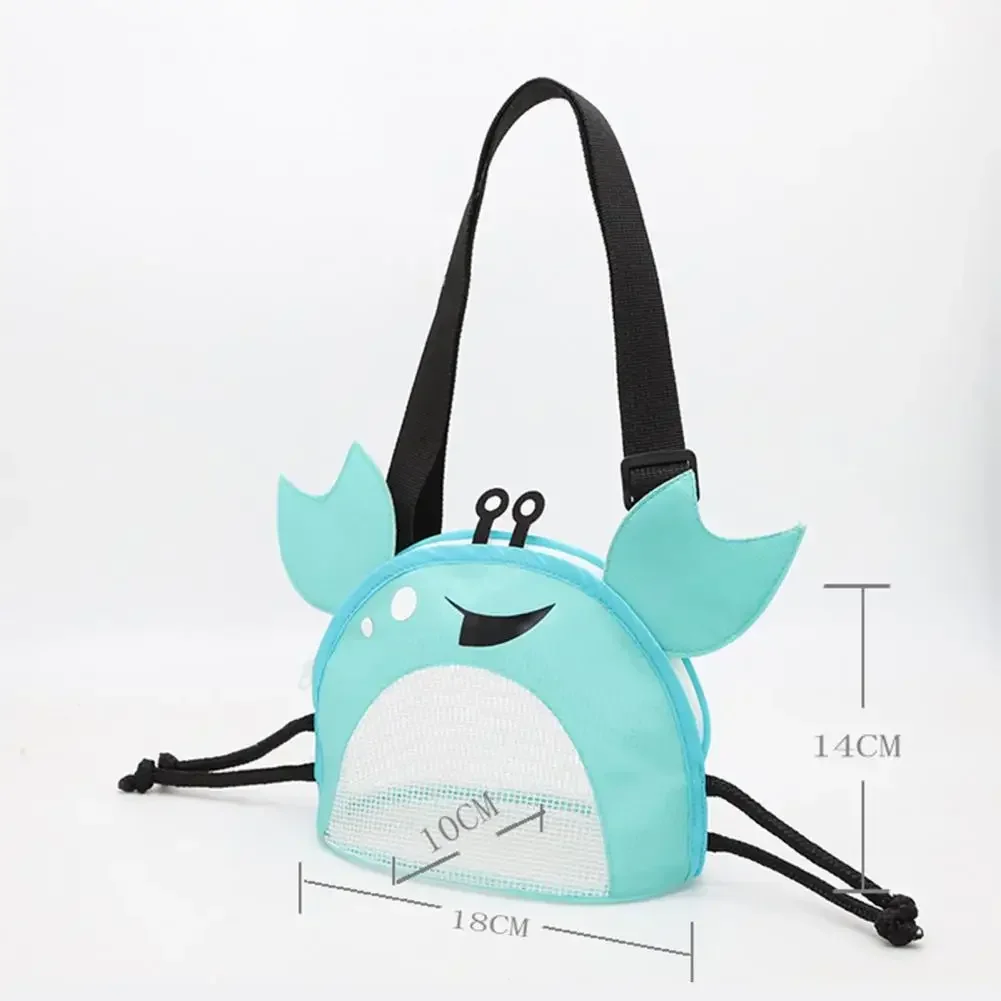 Beach Mesh Bag Cute Crab Shaped Shell Bags for Holding Beach Shell Toys Collecting Storage Bags for Kids Sand Tools Organizer