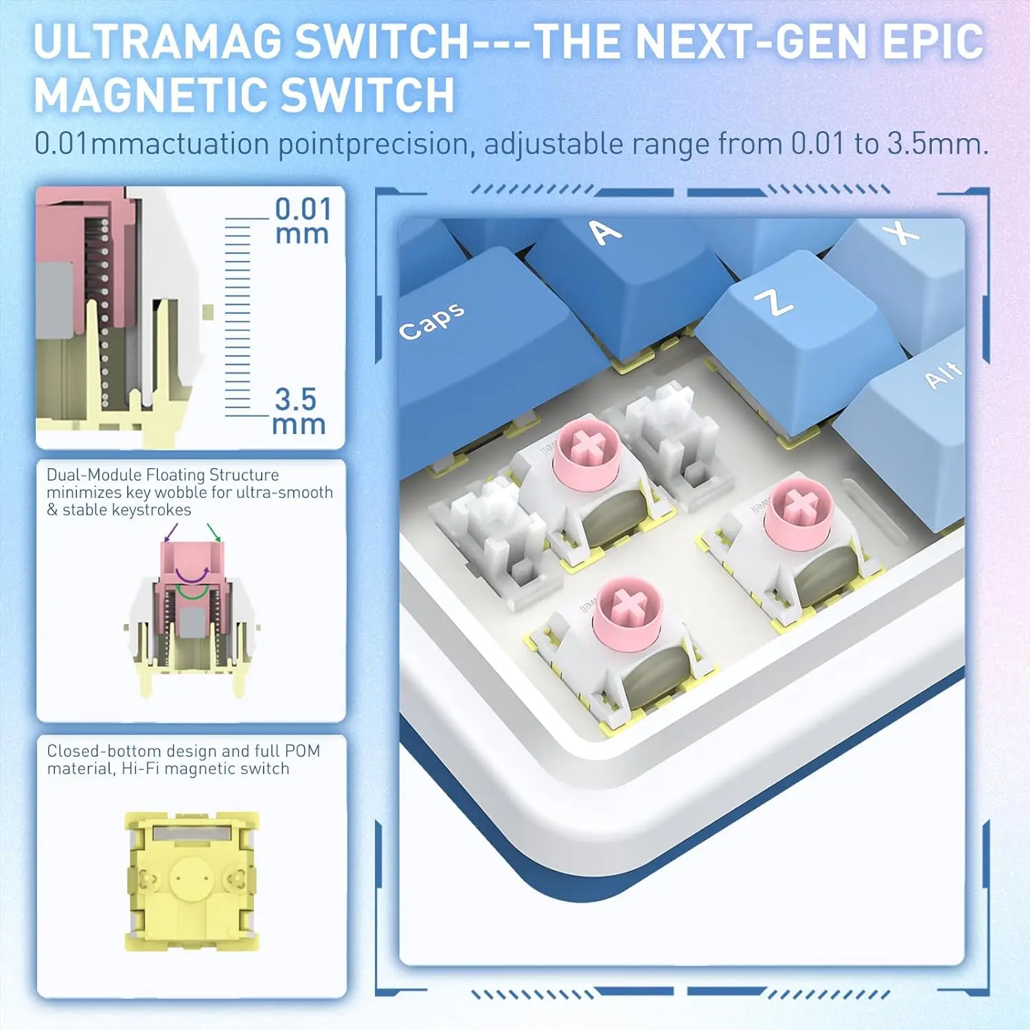 لوحة مفاتيح الألعاب Redragon K709 HE Rapid Trigger، لوحة مفاتيح ميكانيكية سلكية 8K مع مفتاح مغناطيسي حريري من Next-Gen UltraMag 100% POM