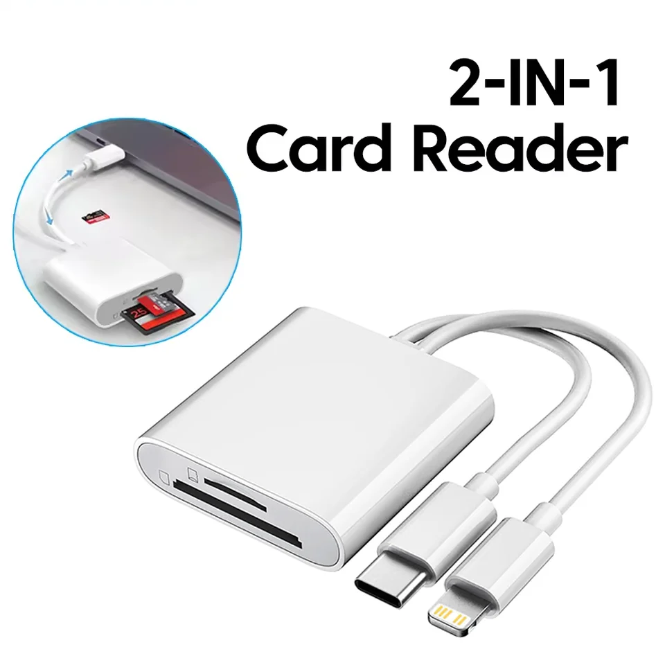 

Устройство чтения карт памяти 4-в-1, адаптер Lightning и USB-C SD/TF, устройство чтения карт памяти Plug & Play для iPhone/iPad/Samsung/Xiaomi