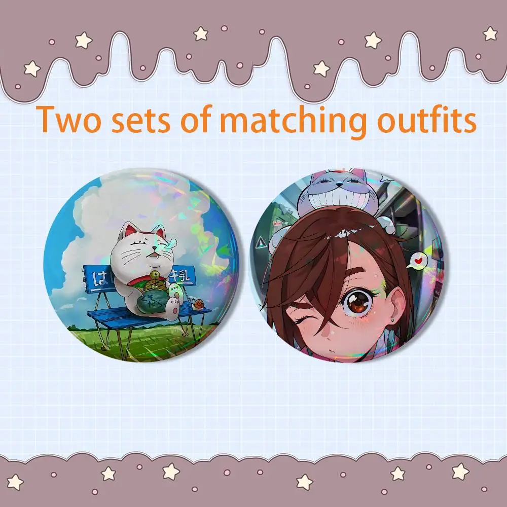Momo Ayase Turbo Granny Dandadan 2 piece set Pins Creativity Printed Pictures Text Metal Lapel Badges Brooches Jewelry Gift