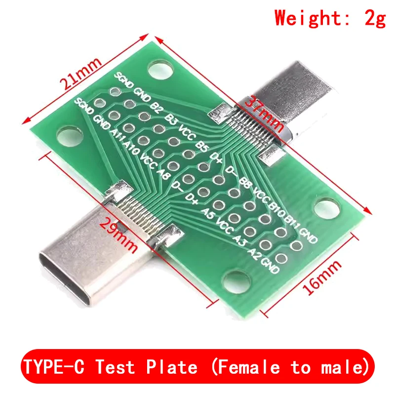 USB 3.1 Connector Type-C Adapter Plate PCB Board Female Male Head Convertor 2*13P to 2.54MM Transfer Test Board USB3.1 Module