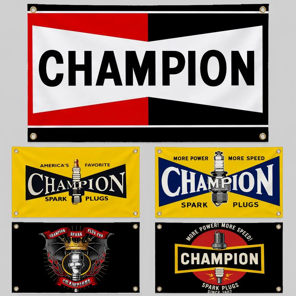 Brand Champion Spark Plugs LOGO POP Flags Wall Hanging Background Flag Wall Decor Banners for Outdoor Bedroom Dorm Room Decor