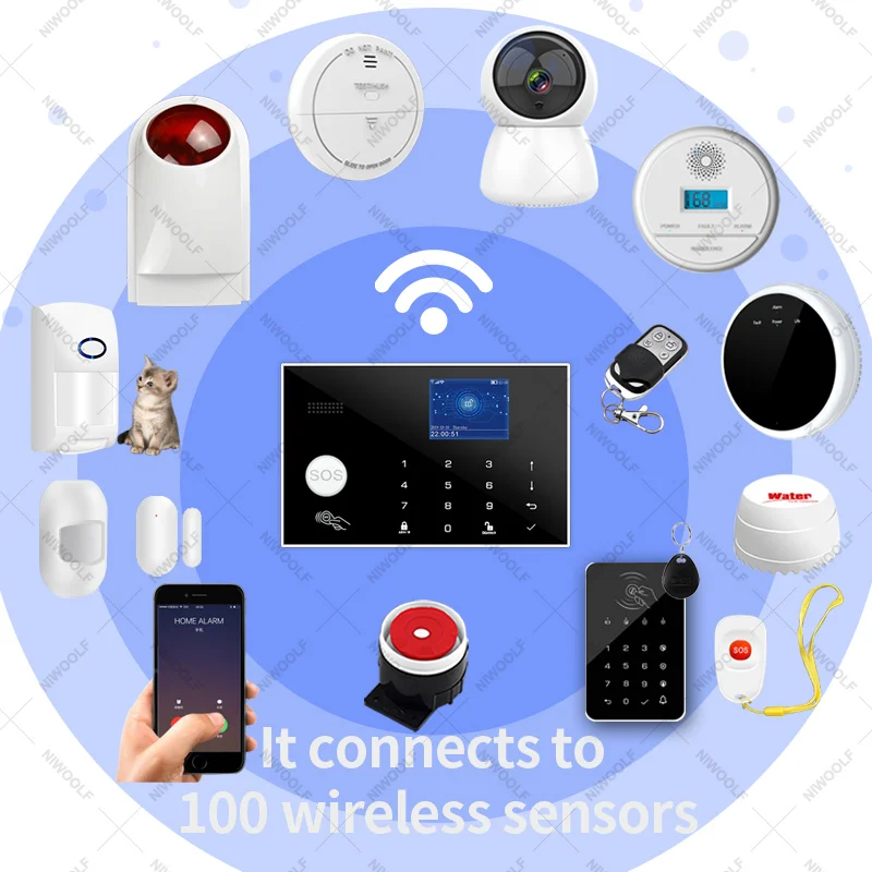 Tuya Wifi GSM Home Security Alarmsystem Unterstützung Temperatur Luft feuchtigkeit 433MHz Einbrecher Host Smart Life App Steuerung Alexa Google