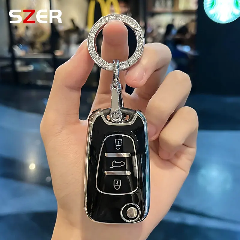 TPU Shell Fob per Kia Rio K7 K5 Sportage Sorento per Hyundai I20 I30 Elantra Azera Veracruz Veloster Car Folding Key Case Cover