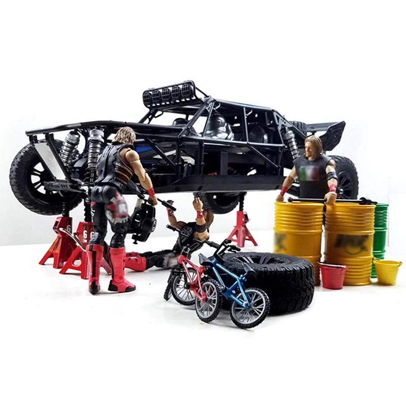 1:10 soportes de gato de simulación de 6 toneladas estante de par de elevación para cambio remoto de neumáticos de camión de coche de juguete