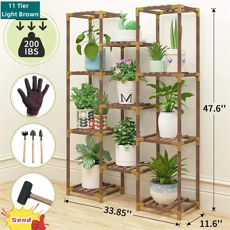 Plant Stand Indoor Outdoor 11 Tier Plant Shelf Tall Plant Stands for Flower Stand Rack Holder Garden Shelves