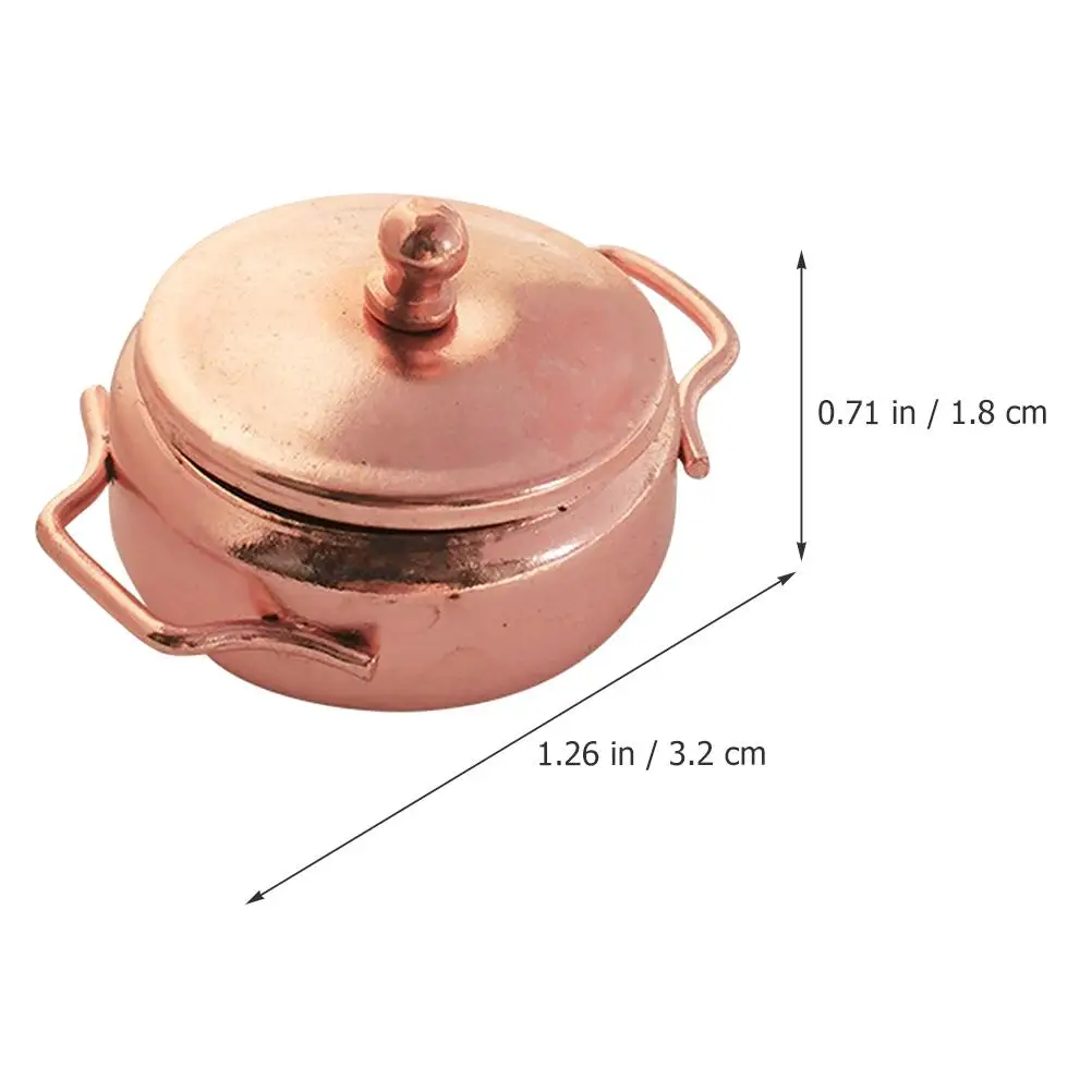 Maceta de simulación pequeña de cobre para niños, Mini accesorios de sopa Retro, macetas en miniatura para casa de flores, cocina de aleación, estofado, 2 uds.