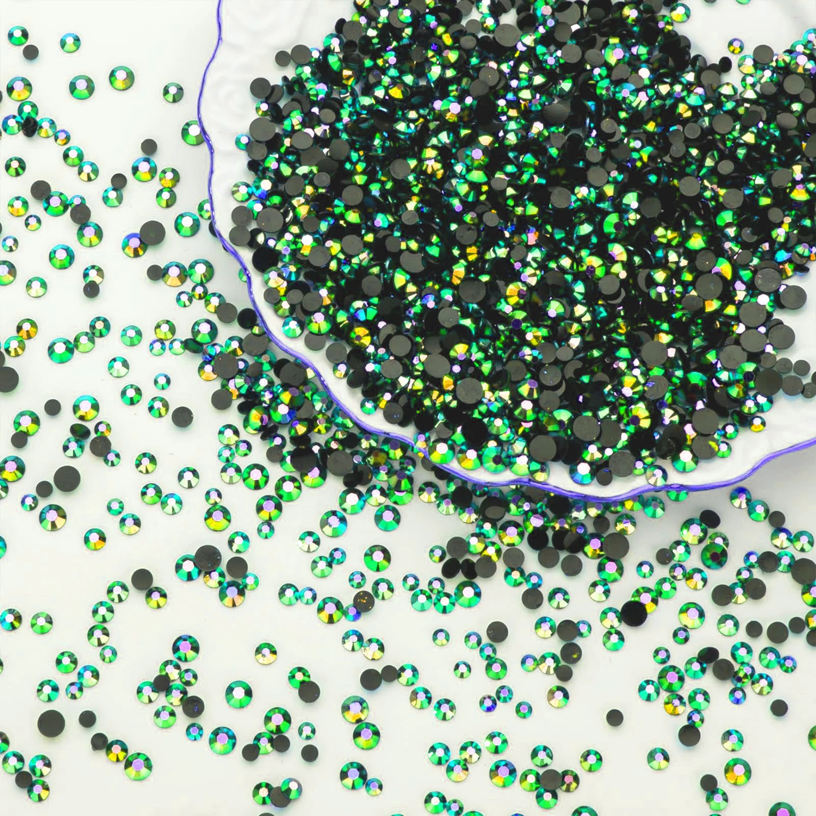 Emerald Black AB Flatback Resin Jelly Rhinestones 2mm 3mm 4mm5mm6mm Drill Faux Gems Bead for Crafts DIY Nail Art Charms Supplies view 2