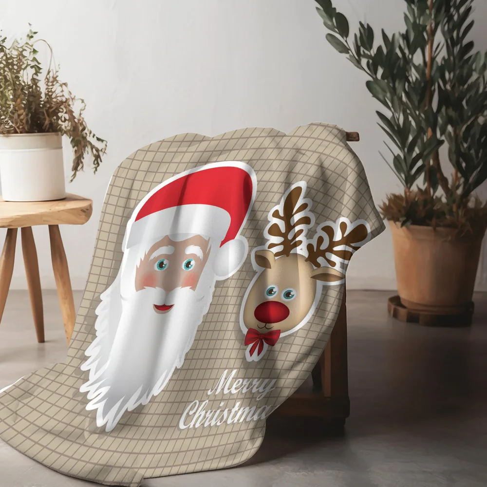 TU Cozy Christmas Throw Blanket Soft Festive Holiday Flannel Fleece Warm Winter Decor Gift Home Bedroom Living Room Cozy Throw