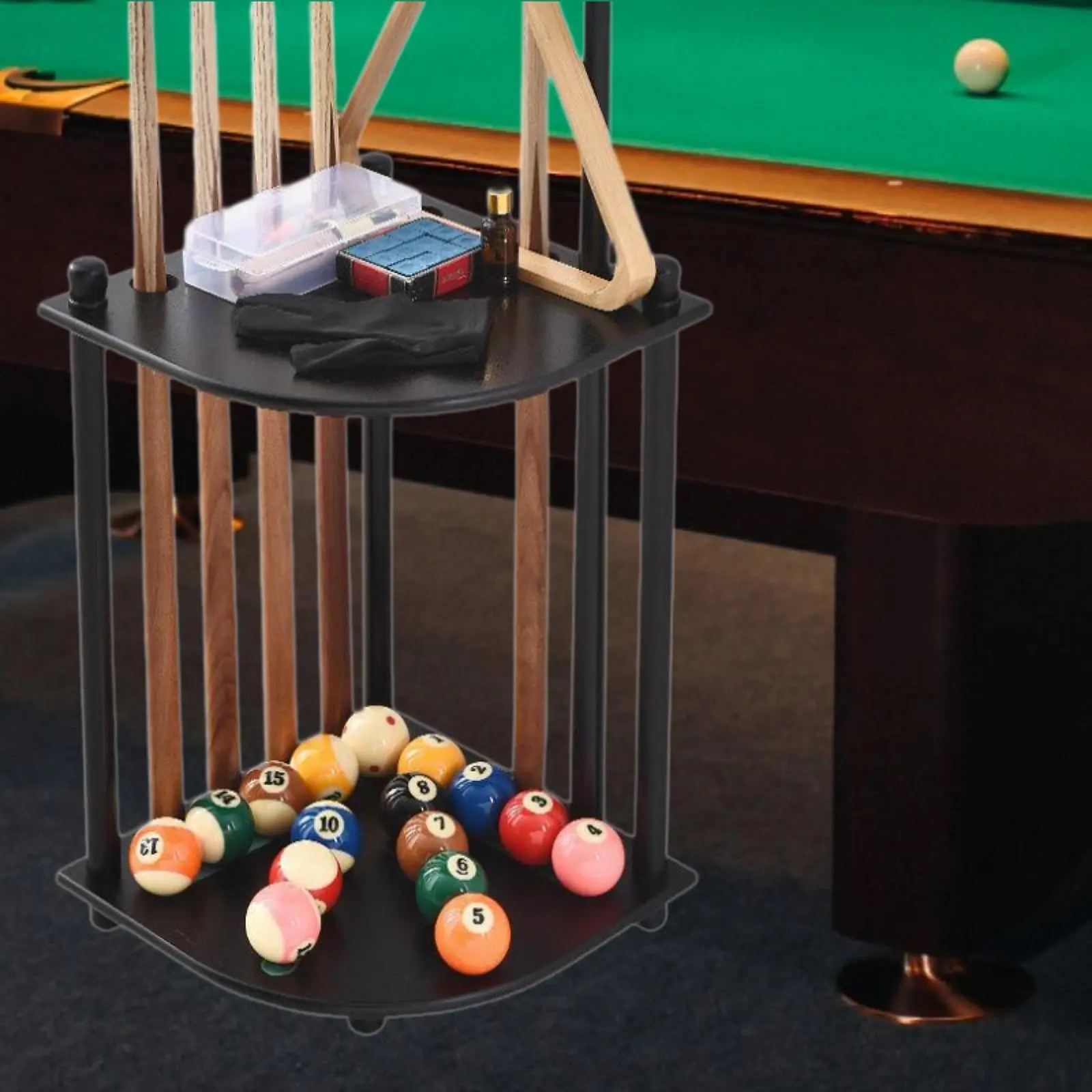 Pool Stick Holder,Billiards Accessories,Club Corner Style Solid Wood Stylish Bar Rack Pool Cue Accessories Rack Pool Cue Rack