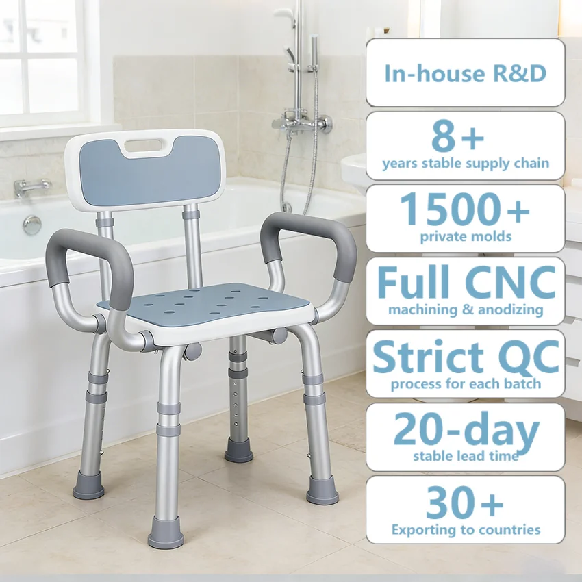 

Simplywalk Aluminum Alloy 136KG Bath Shower Chair Widen Bathroom Rehabilitation Therapy UKCA Distributor Program
