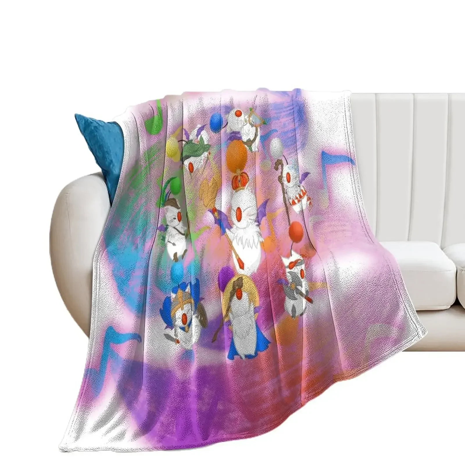 Thornmarch Extreme - Good King Moogle Mog XII from FF14 Original Art Throw Blanket warm winter Soft Beds manga Blankets