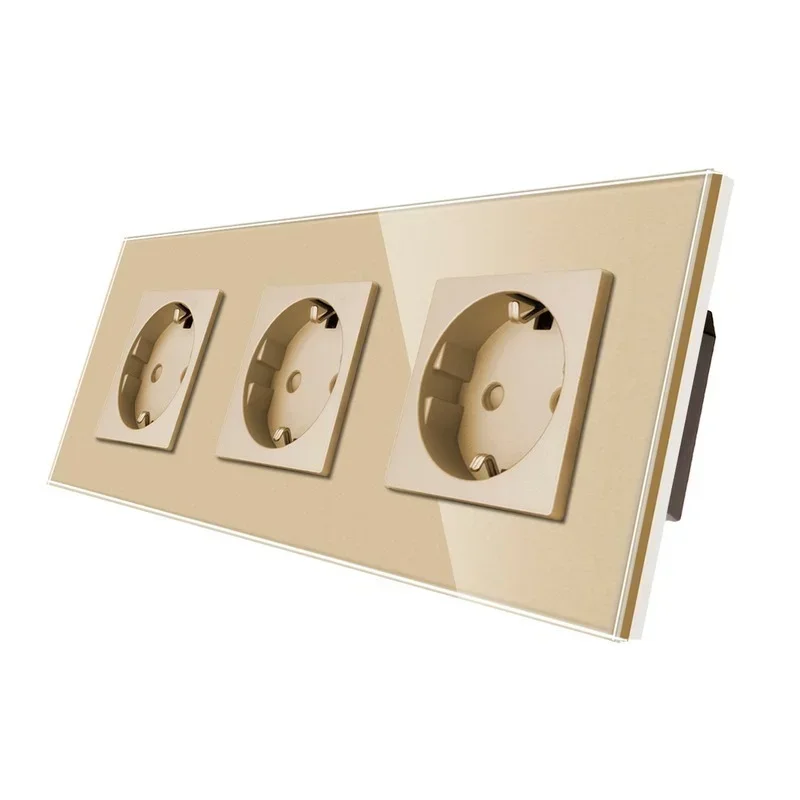 Bingoelec Touch Switch goud en stopcontacten met kristallen glazen paneel Home Improvement - afbeelding 1