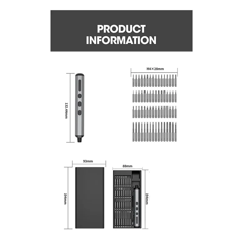 AT29-68 In 1 Cordless Electric Screwdriver Set Precision Screwdriver Set Screw Driver Bits Fast Charging With LED Light Easy Ins
