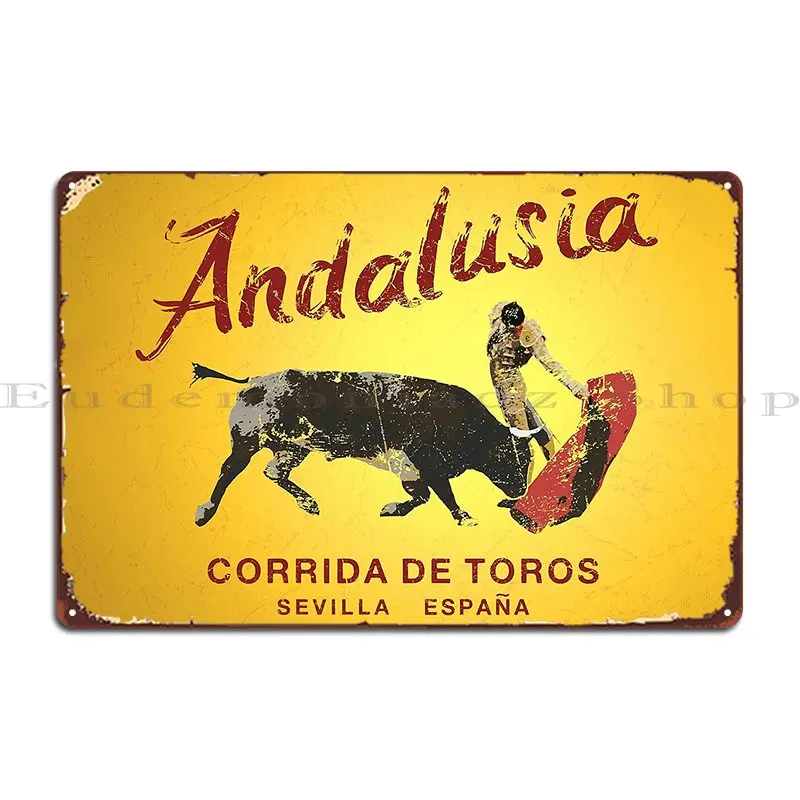 Seville Spain Andalusia Vintage Bullfight Metal Plaque Kitchen Garage Club Decoration Customize Tin Sign Poster