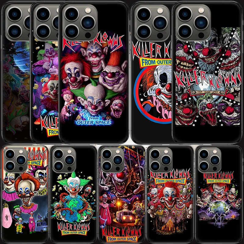 Movie K-Killer Klowns From Outer Space Phone Case For Apple Iphone 16 15 Plus Soft 13 12 Mini Cover 11 14 Pro Max Capa 8 7 SE Sh