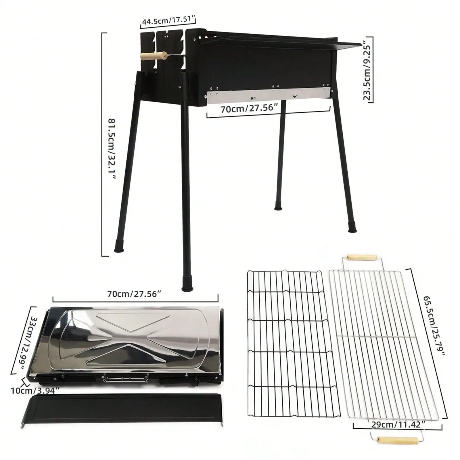 Barbecue Charcoal Grill Stainless Steel Folding Portable BBQ Tool Kits For Outdoor Cooking Camping Hiking Picnics Tailgating Backpacking Or Any Outdoor Event