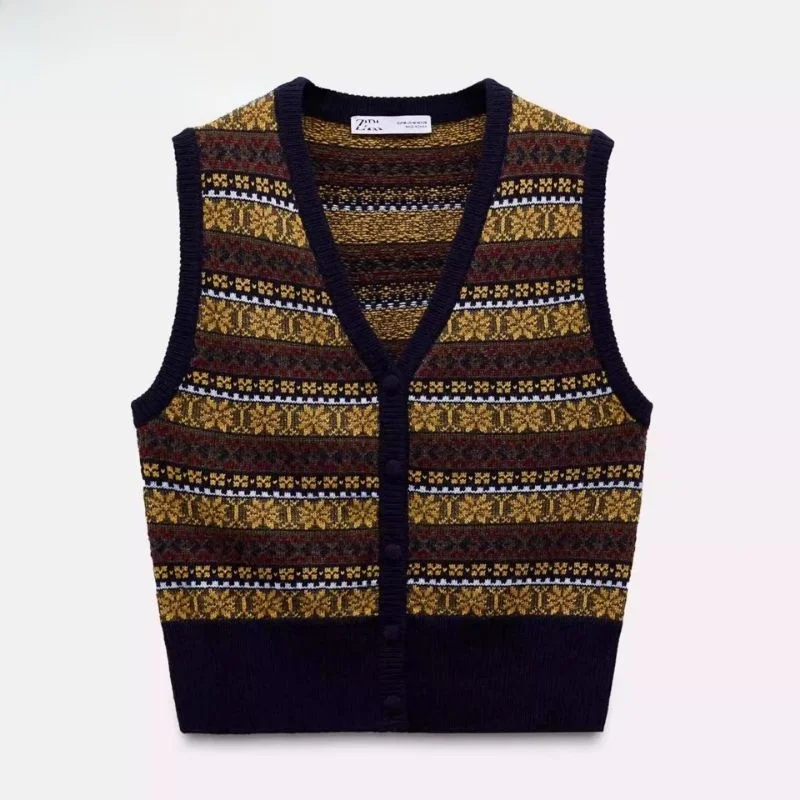 

New 2024 Autumn Winter Women's Knitted Vest Top Svel V-Ne Sweater Commute Sle Thiened Single Button Medium Warmth