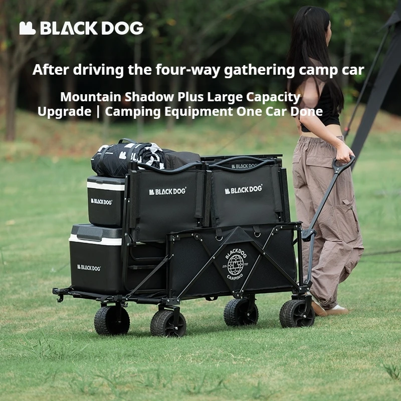 

Naturehike BLACKDOG Traveling Trolley 550L Camping Outdoor Picnic Handcart Brake Folding Storage Wagon Roaming Bearing 150kg